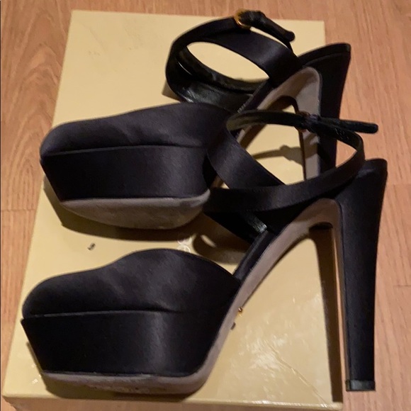 Sergio Rossi Black Satin Ankle Tie Pump size 38